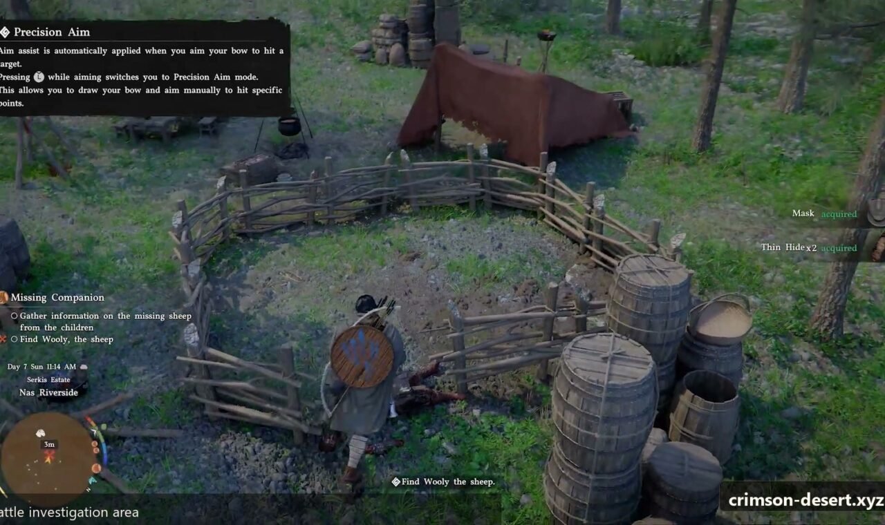 Crimson Desert material farming, workshop routes, enemy camps, and crafting preparation screenshot for Build: Material Farming Route for Gear Crafting