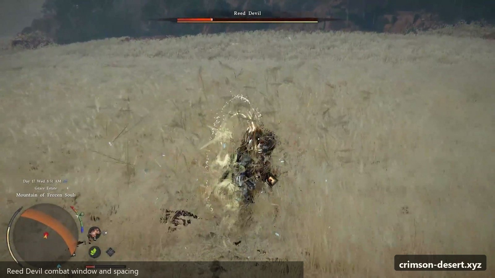 Crimson Desert giant beast hunts, boss body language, camera distance, and punish windows screenshot for Bosses: Giant Beast Hunt Preparation
