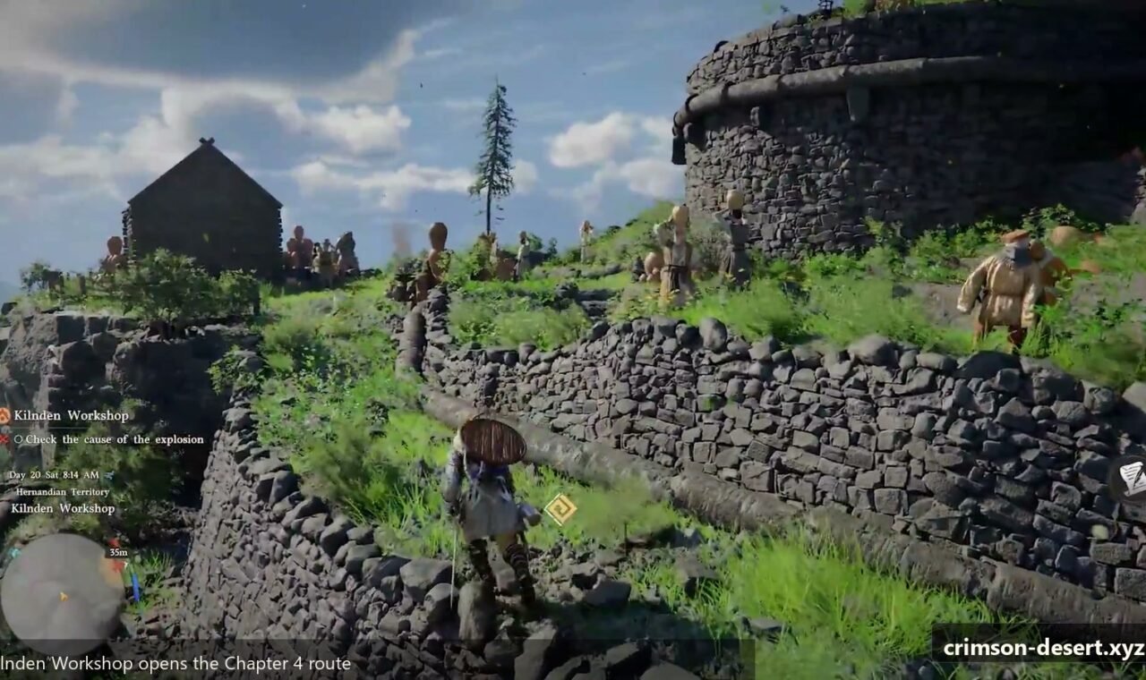 Crimson Desert material farming, workshop routes, enemy camps, and crafting preparation screenshot for Build: Material Farming Route for Gear Crafting