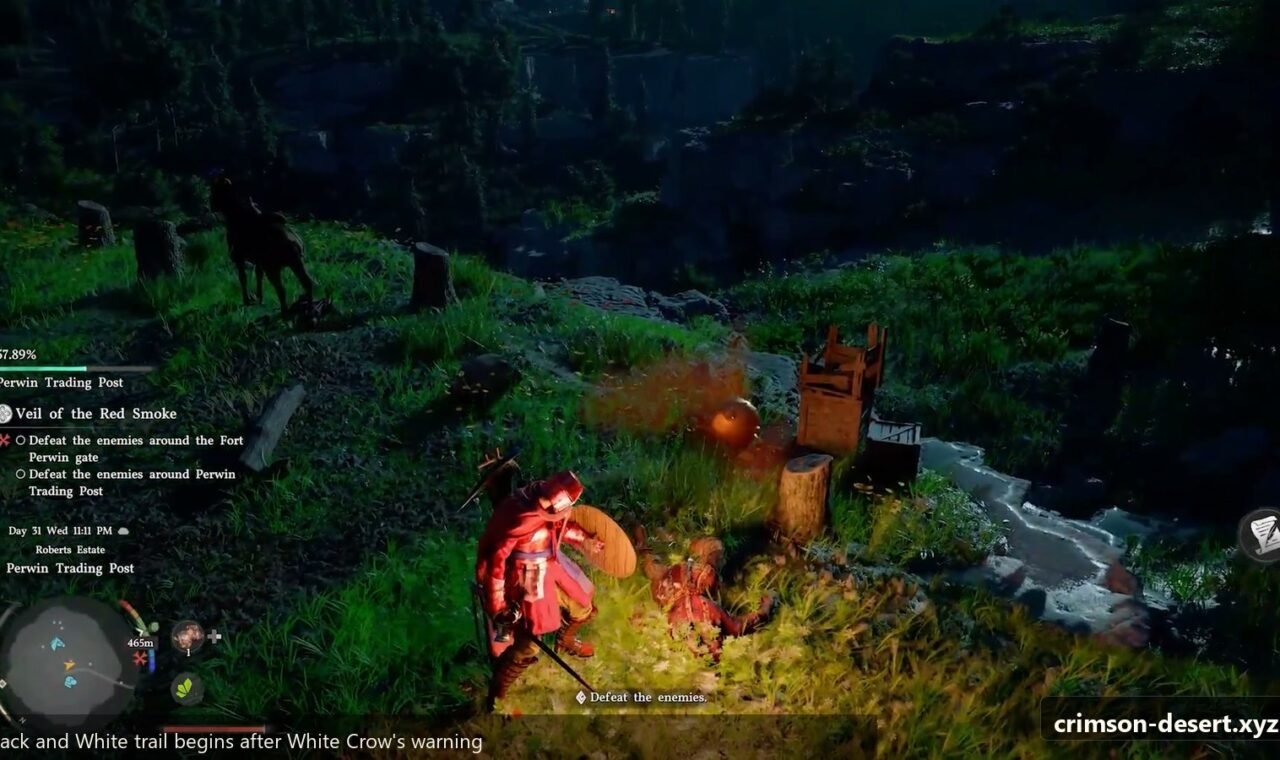Crimson Desert gameplay screenshot for an English guide on cms.crimson-desert.xyz.