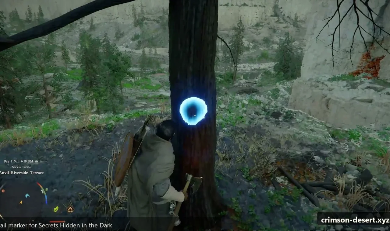 Crimson Desert in-game screenshot illustrating Trail Marker (Step 2)