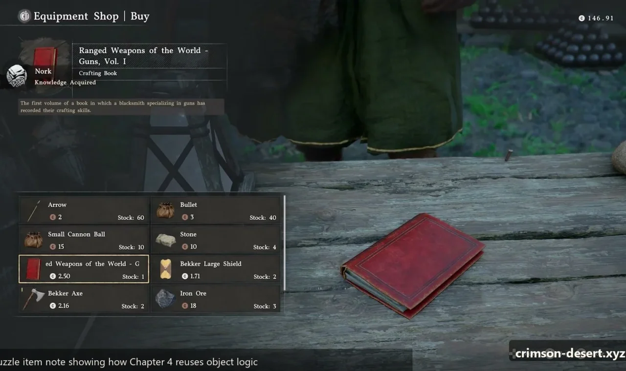 Crimson Desert in-game screenshot illustrating Puzzle Item Note (Step 5)